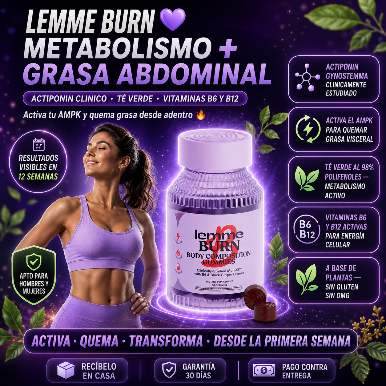 Lemme Burn 💜 | Activa tu Metabolismo y Quema Grasa Abdominal — Resultados en 12 Semanas