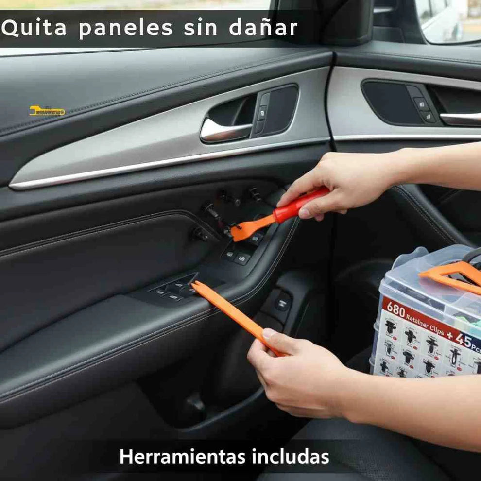 KIT UNIVERSAL DE CLIPS Y GRAPAS AUTOMOTRICES – 725 PIEZAS + HERRAMIENTAS
