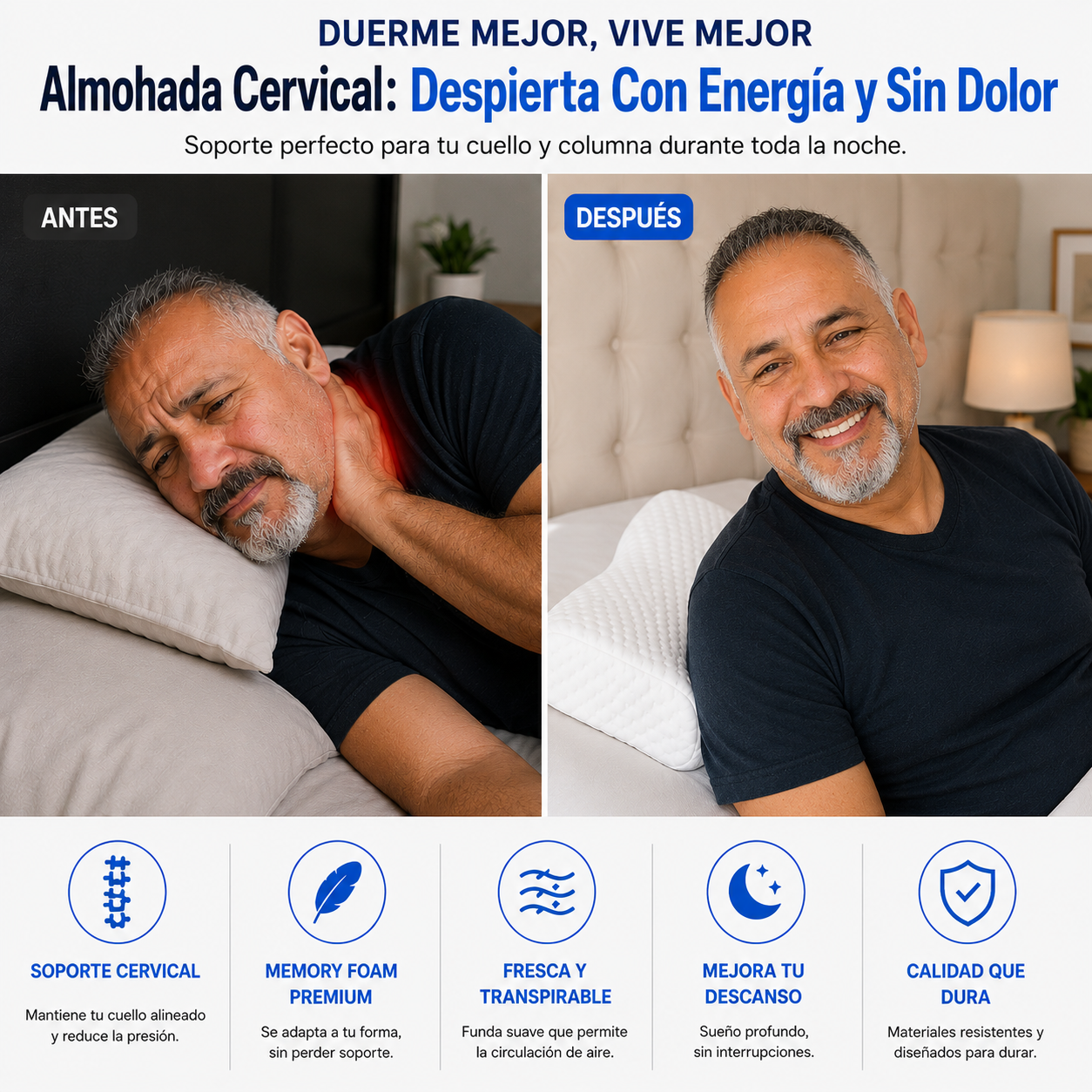 Almohada Cervical: Despierta Con Energía y Sin Dolor