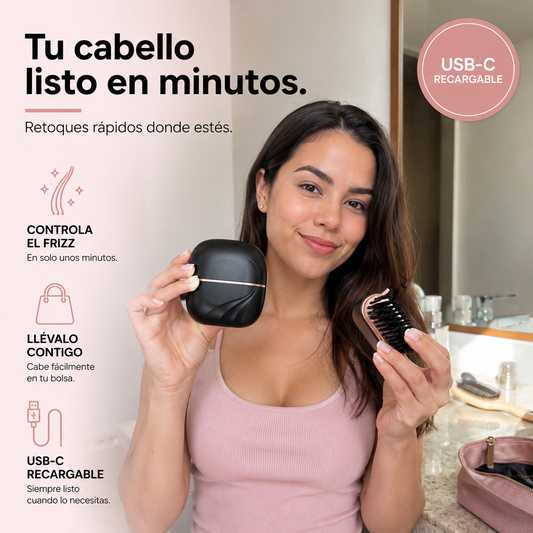 Mini Cepillo Alisador Recargable Lista En Minutos