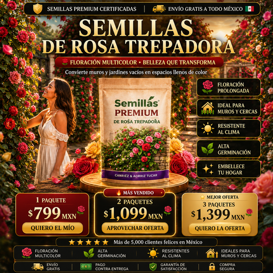 🌹 Semillas de Rosa Trepadora – Convierte Muros y Jardines Vacíos en Espacios Llenos de Color