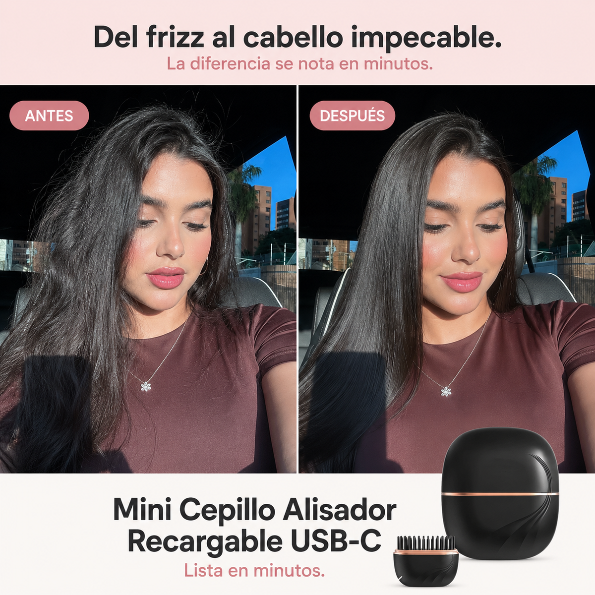 Mini Cepillo Alisador Recargable Lista En Minutos