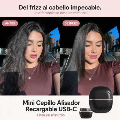 Mini Cepillo Alisador Recargable Lista En Minutos