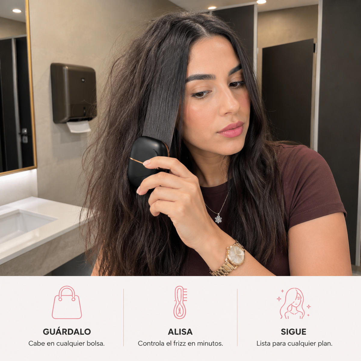 Mini Cepillo Alisador Recargable Lista En Minutos