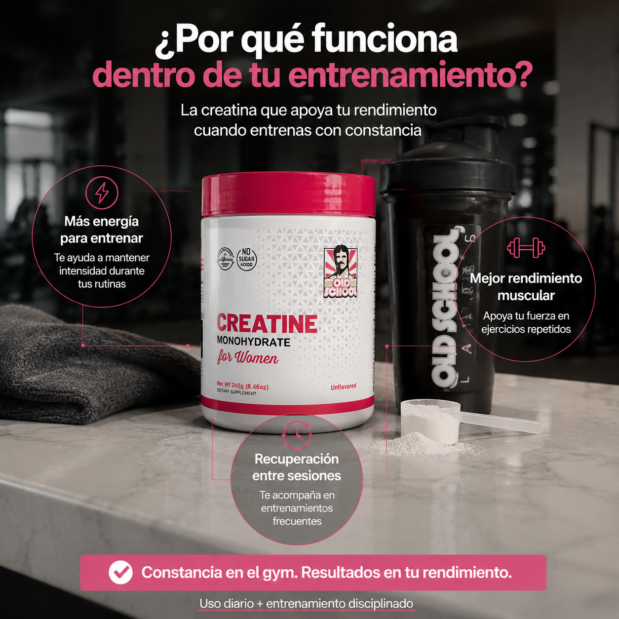 Creatina Old School: Fuerza y definición 🍑