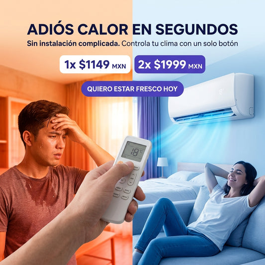 Aire Acondicionado 2 en 1 Frío/Calor con Control Remoto – Clima Perfecto al Instante Sin Instalación