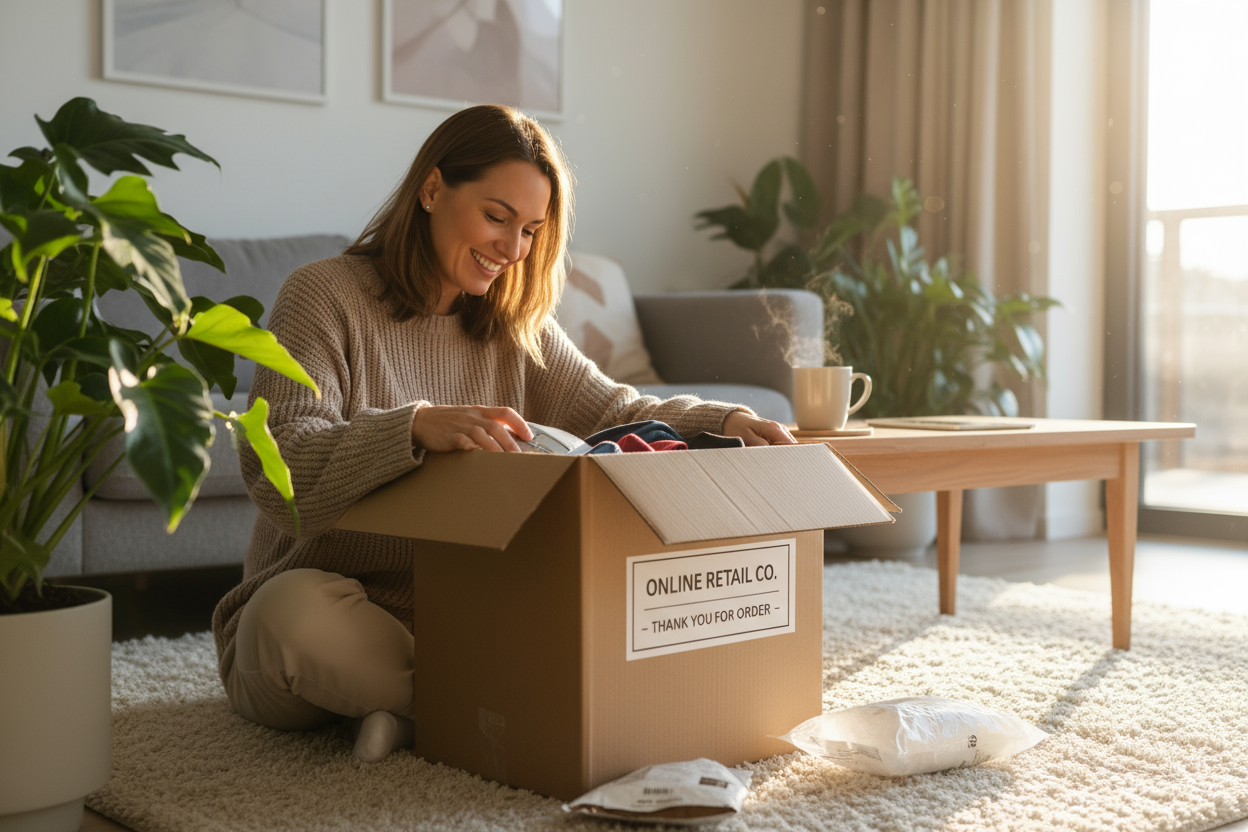 cliente satisfecho con su compra por internet